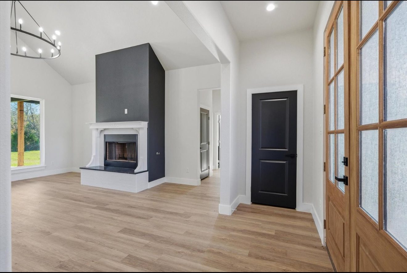 Renovated interior with fireplace