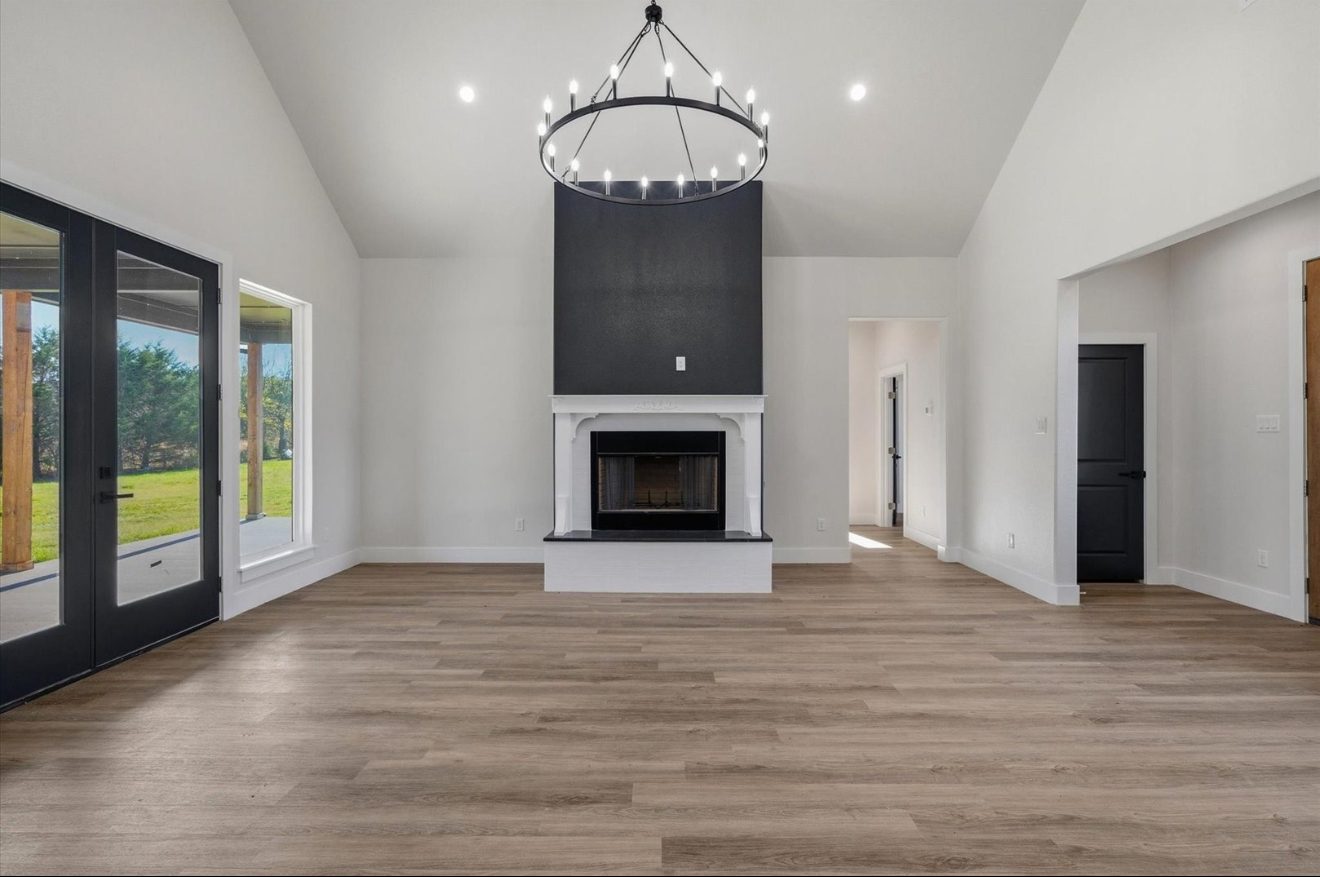 Great room with vaulted ceiling
