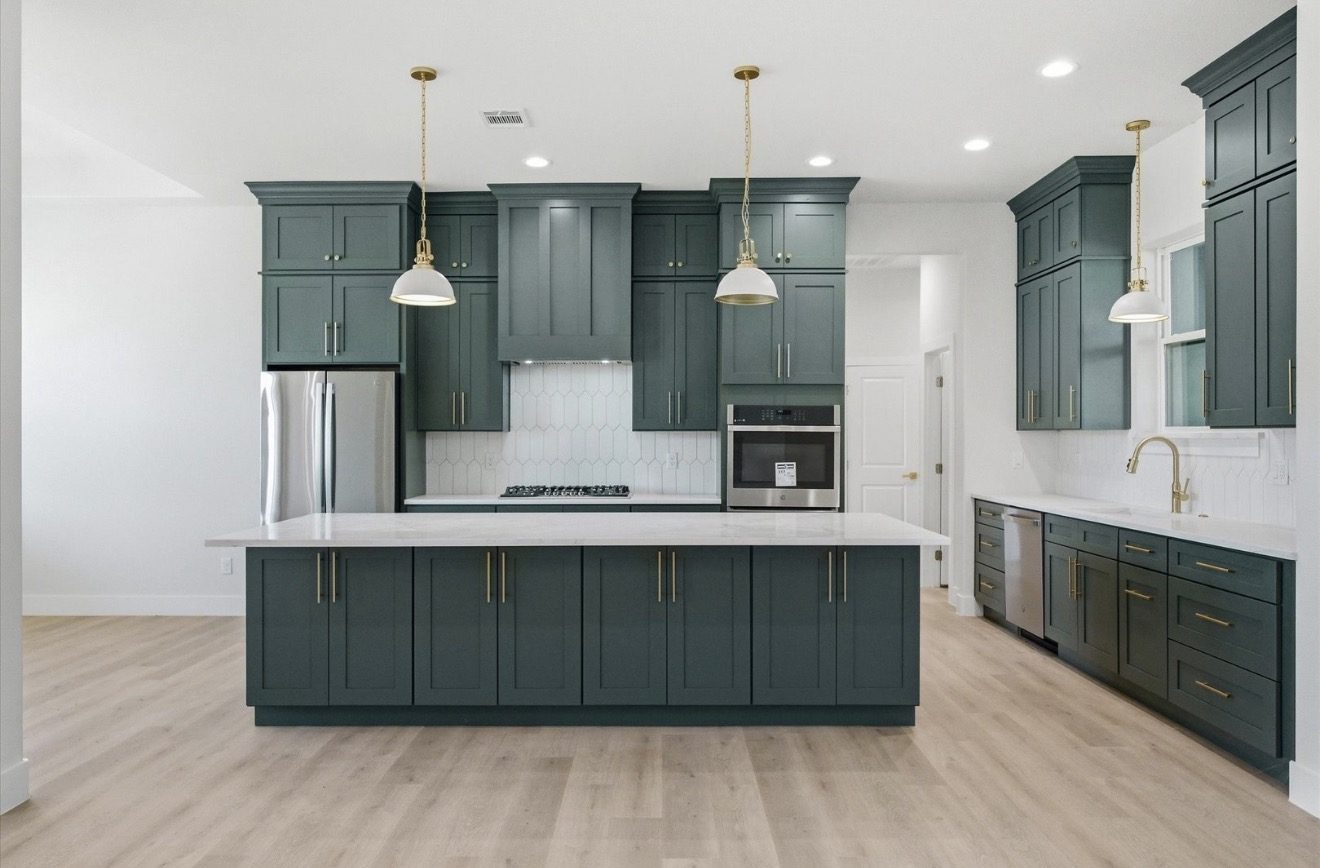 Kitchen — Green cabinetry