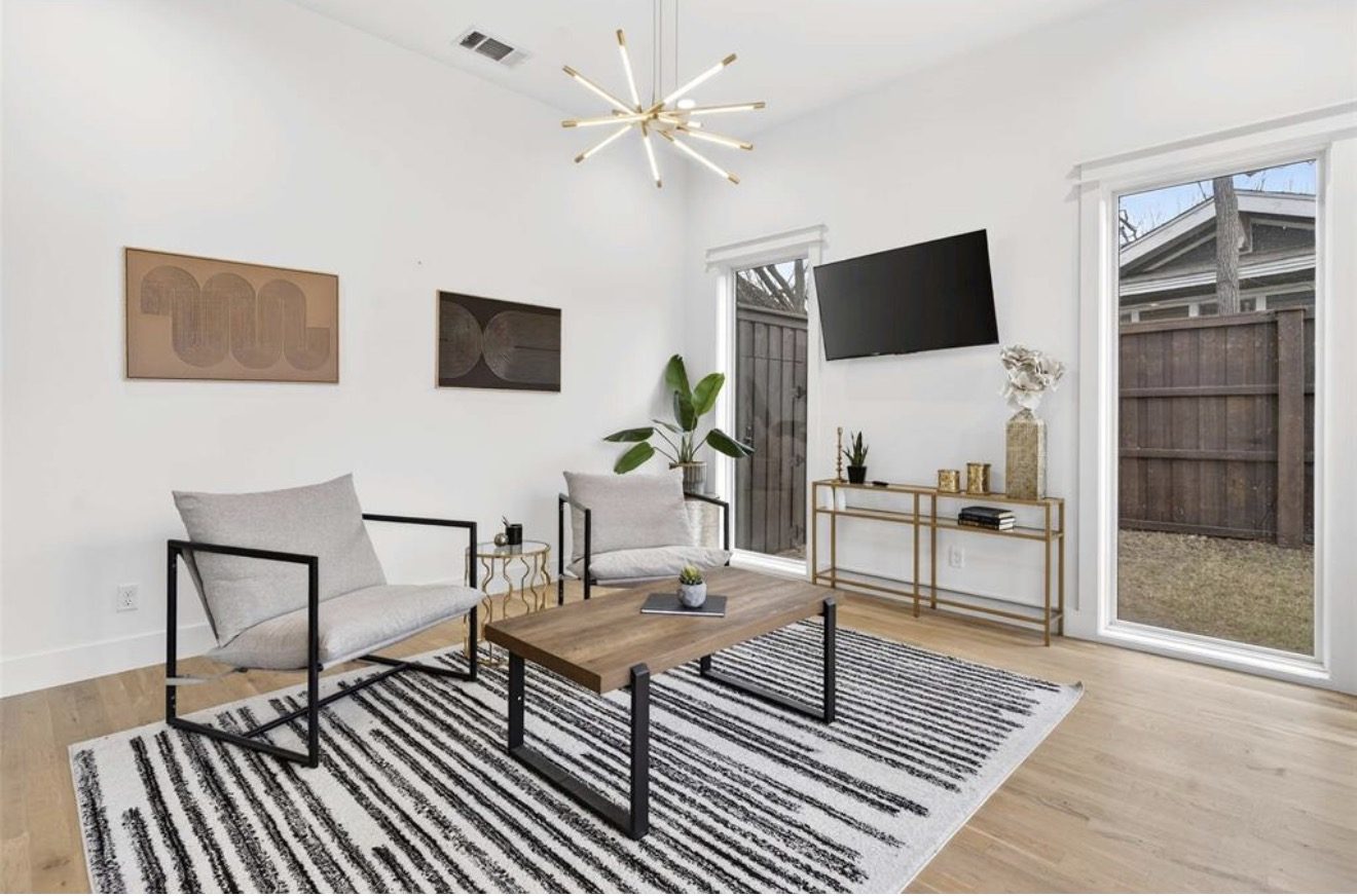 Staged living room in a Dallas home