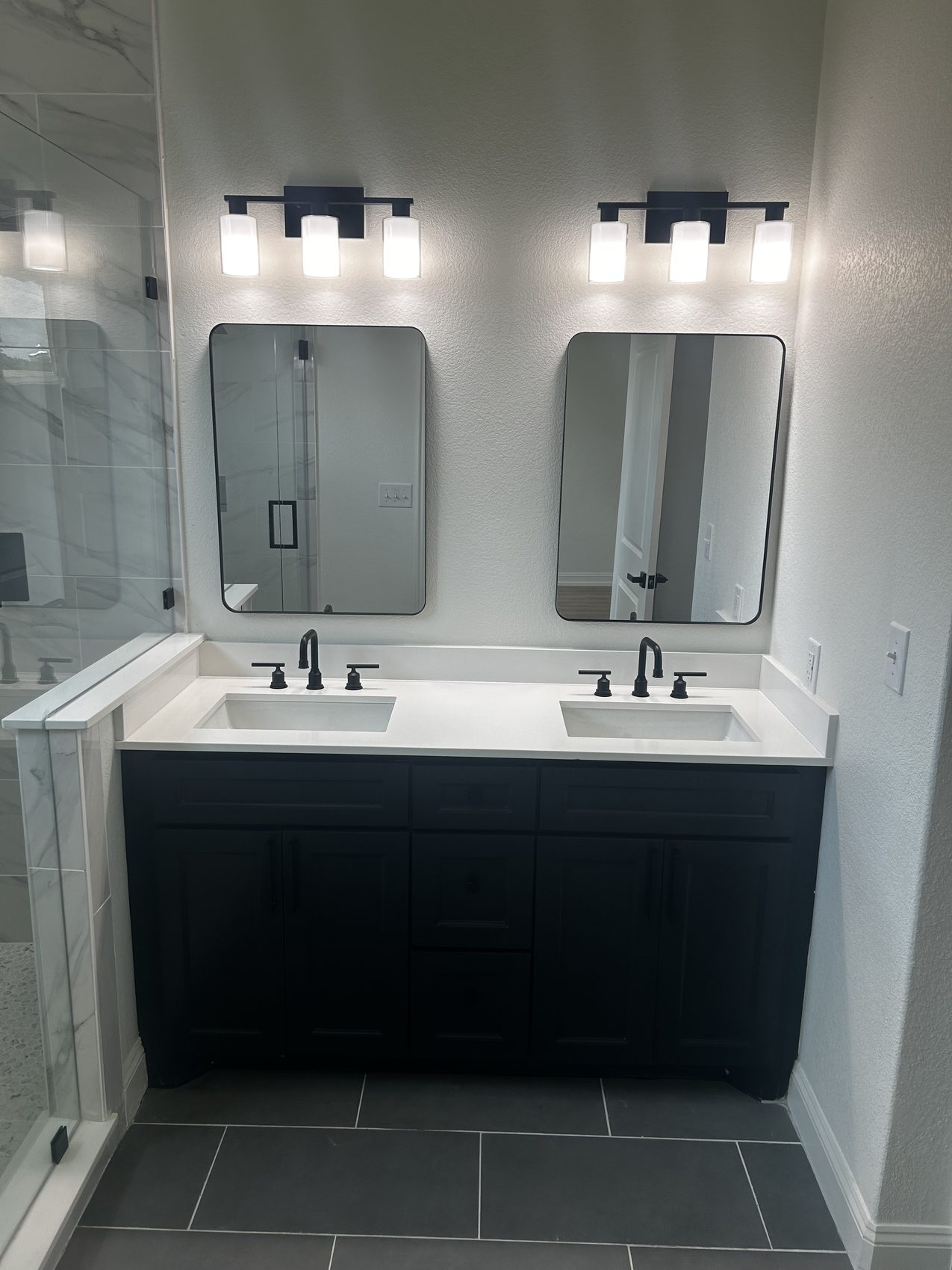 Vanity — Matte black fixtures