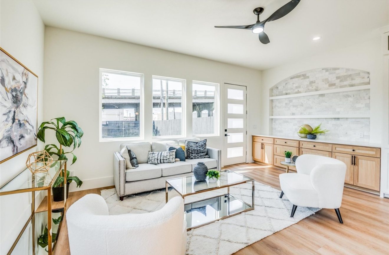 Renovated living room with natural light