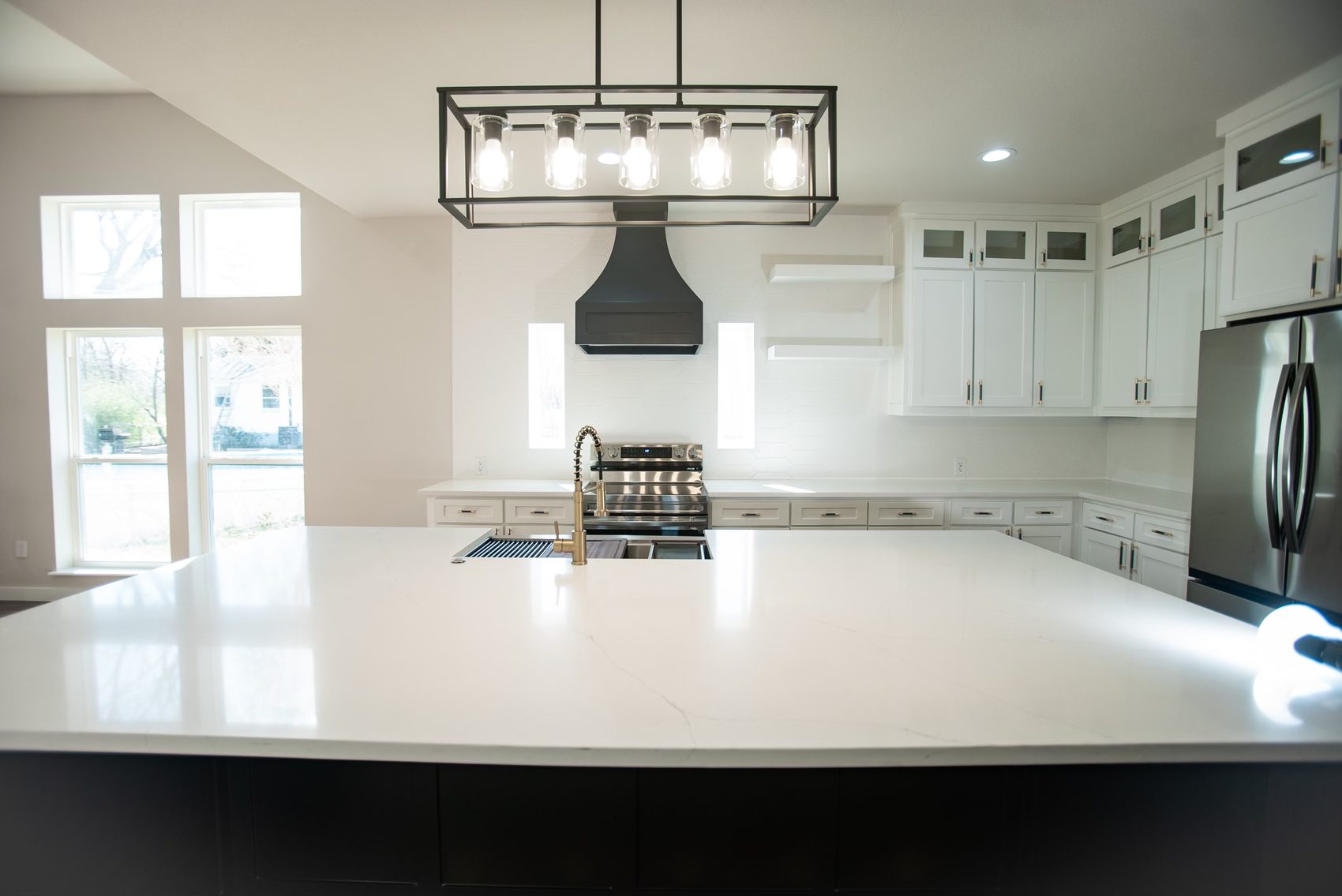 Black hood — White cabinetry